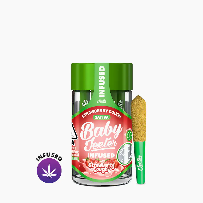 1709804578-baby-strawberry-cough.jpg.webp JEETER | Baby Jeeters Strawberry Cough – 5 Pack Infused Prerolls (0.5g each) - Image 1