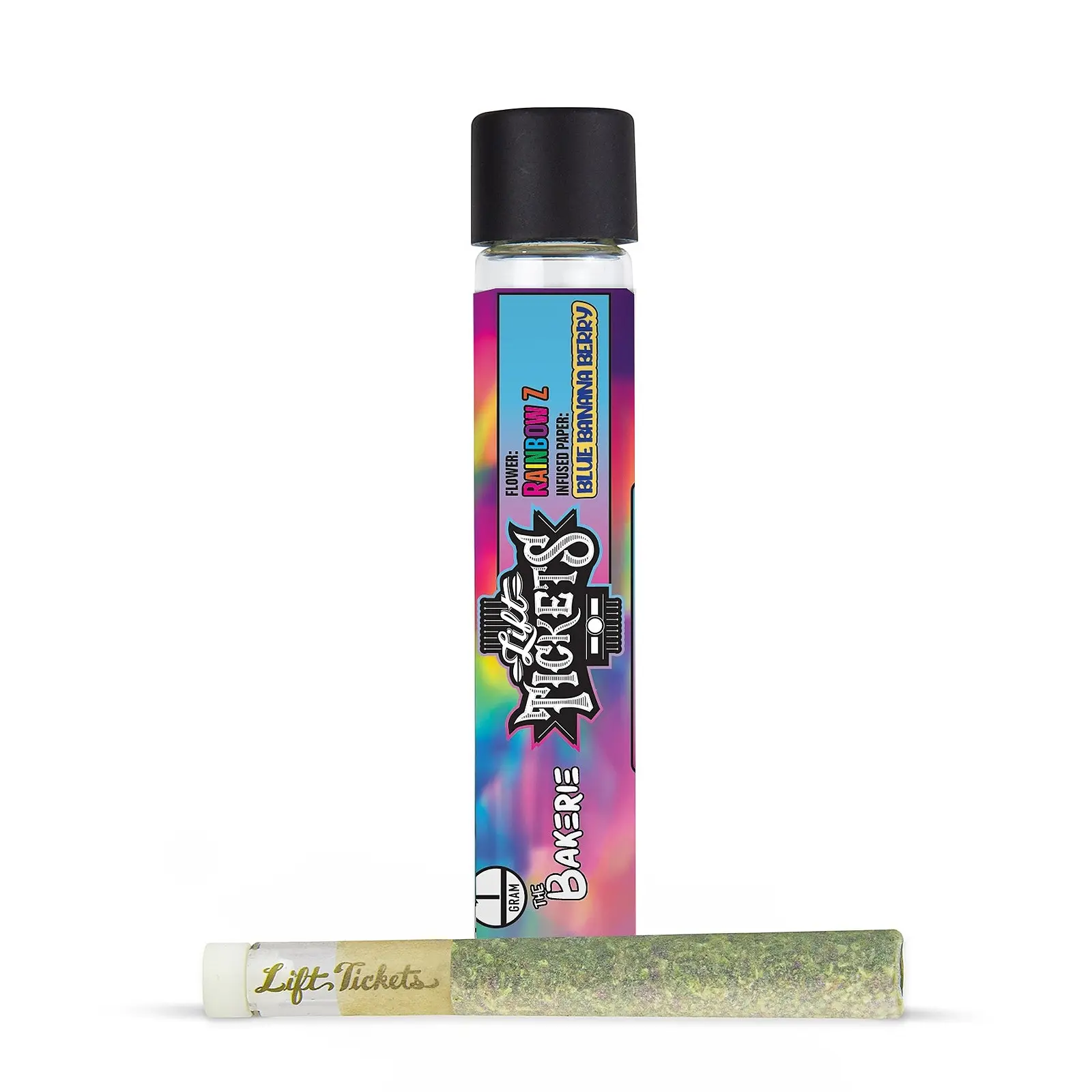 Rainbow Z x Blue Banana Berry - Glass Tip Infused Pre-Roll 1g - Hybrid - Image 1